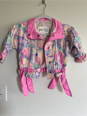 Vintage 90’s Izzie’s Kids Pastel Floral Windbreaker Jacket in Pink